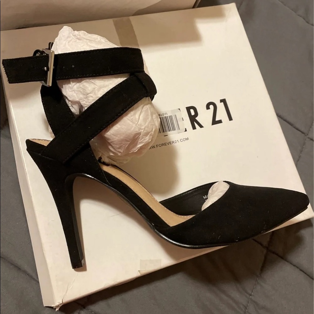 Black suede heels
